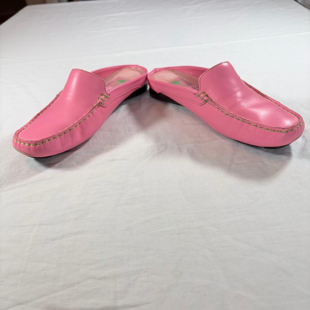 Lilly Pulitzer Womens pink leather loafer mules. Size 6M. preppy resort vacation - Picture 7 of 7
